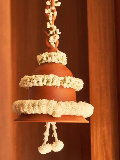 White Terracotta Floral Bell