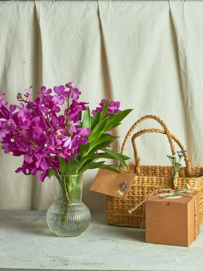 Orchids & Choco Almond Rocks Hamper